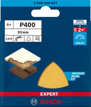 Bosch Expert Zımpara Kağıdı C470 93x93M 400 Kum 6 Delikli 5 Li Paket - 2608900831