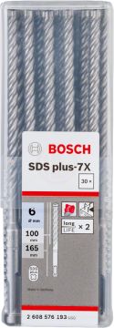 Bosch SDS Plus-7X Kırıcı Delici Uç 6,0x165 mm (30 Adet) - 2608576193