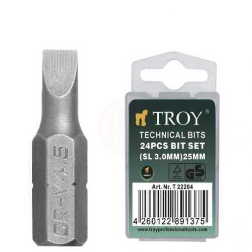 Troy 22204 Bits Uç Seti (Düz 3,0x25mm, 24 Adet)