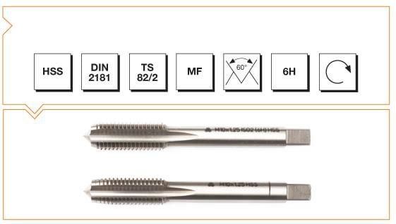 MTE Metrik İnce Vidalı 2 Li Takım Kılavuzu HSS DIN 2181 (6H) M12x70x1,00 mm