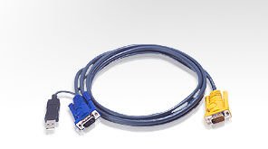 Aten Usb Kvm (Keyboard/Video Monitor/Mouse) Switch İçin Kablo, 3 Mt, 1 X Sphd-15 Erkek 1 X Monitör 15 Pin Hdb Erkek, 1 X Klavye / Mouse Usb A Erkek