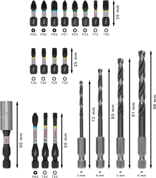 Bosch Aksesuar PRO Impact Vidalama ve Metal Delme Seti 20li