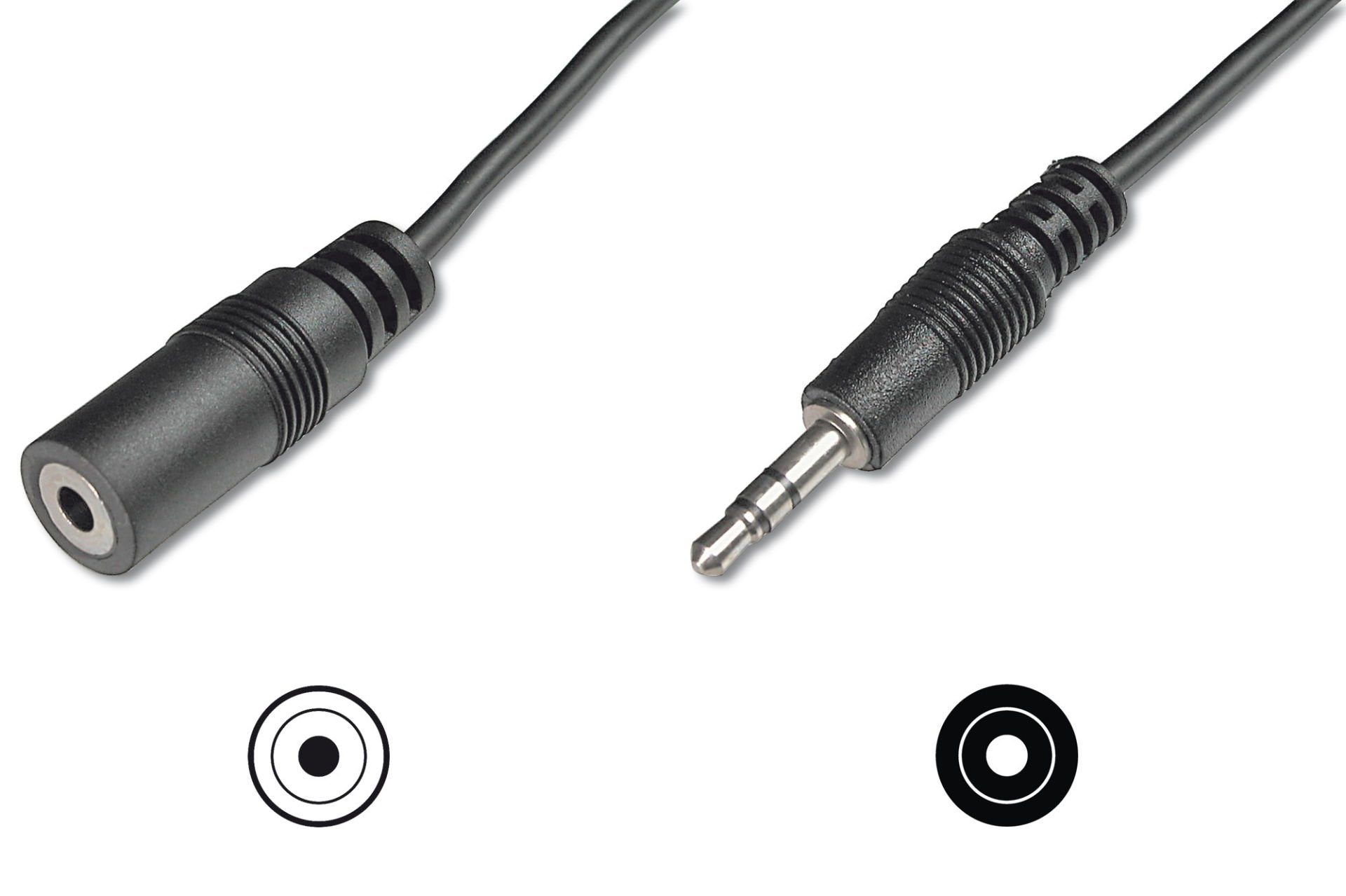 Assmann Audio Uzatma Kablosu, Stereo 3.5Mm Erkek - 3.5Mm Dişi, 2.5 Mt, Ccs, 2X0.10/10, Zırhlı, Siyah Renk