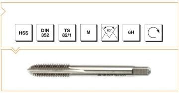 MTE Metrik Normal Vidalı Kılavuz HSS DIN 352 Son (6H) M9 x 63 mm