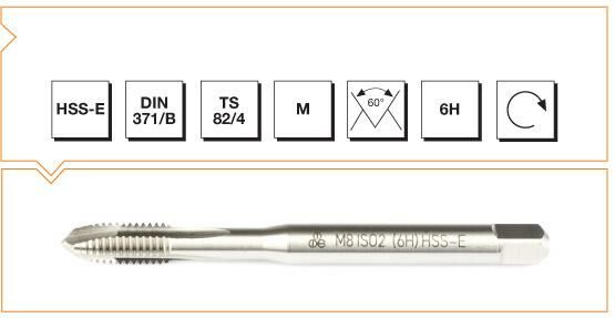 MTE Metrik Normal Vidalı Eğik Ağız Bilemeli Makina Kılavuzu HSS-E DIN 371/B (6H) M6 x 80 mm
