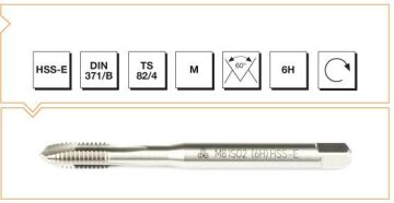 MTE Metrik Normal Vidalı Eğik Ağız Bilemeli Makina Kılavuzu HSS-E DIN 371/B (6H) M6 x 80 mm