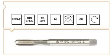 MTE Metrik Normal Vidalı Düz Kanallı Makina Kılavuzu HSS-E DIN 371/C (6H) M5 x 70 mm