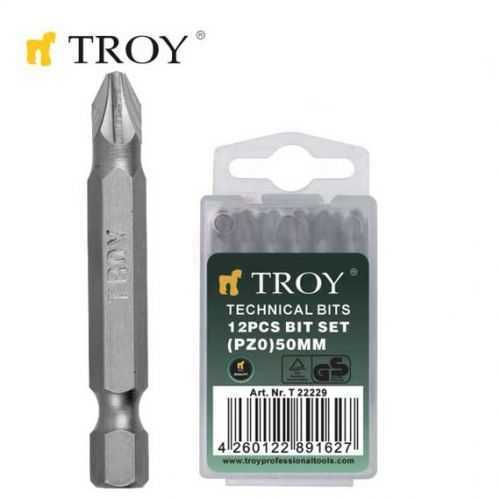 Troy 22229 Bits Uç Seti (PZ0x50mm, 12 Adet)