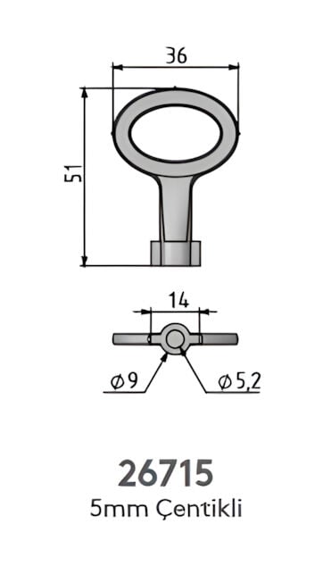 Mesan Küçük Çentikli Anahtar 5 Mm