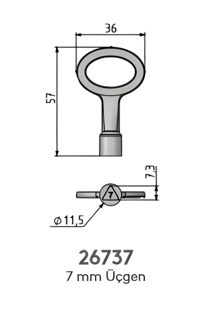 Mesan Üçgen Anahtar Mini 7 Mm
