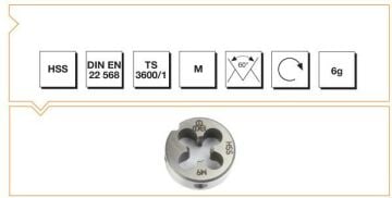 MTE Metrik Normal Vidalı Pafta Lokması HSS DIN EN 22 568 M20 x 2,50 mm
