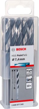 Bosch Metal Matkap Ucu HSS PointTeQ (DIN 338) 7,4 mm (10 Adet) - 2608577242
