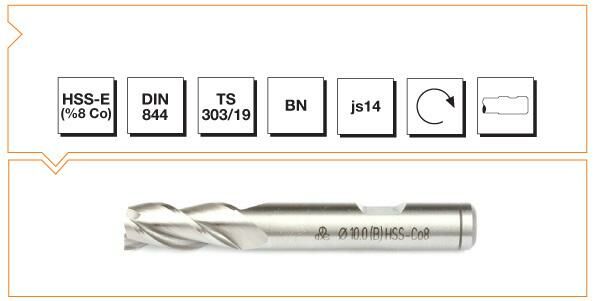 MTE Silindirik Saplı Parmak Freze Kısa HSS-E DIN 844 BN 8,0x69 mm