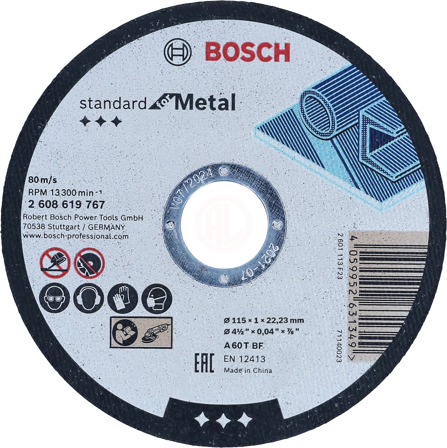 Bosch Kesme Diski Standard For Metal Düz 115x22,23x1,0 mm (A 60 T BF) - 2608619767