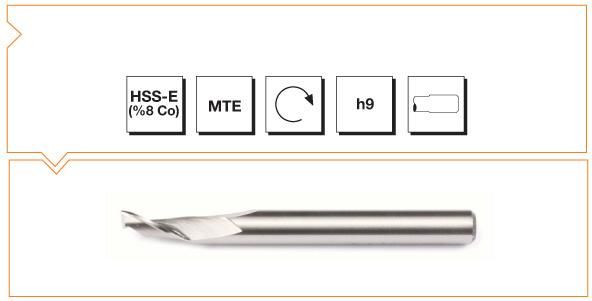 MTE Tek Ağızlı Alüminyum Freze HSS-E MTE Normu 6,0x60 mm