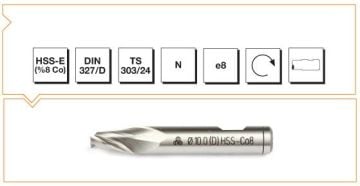 MTE Silindirik Saplı Delik Freze HSS-E DIN 327/D Helis 12,0x73 mm