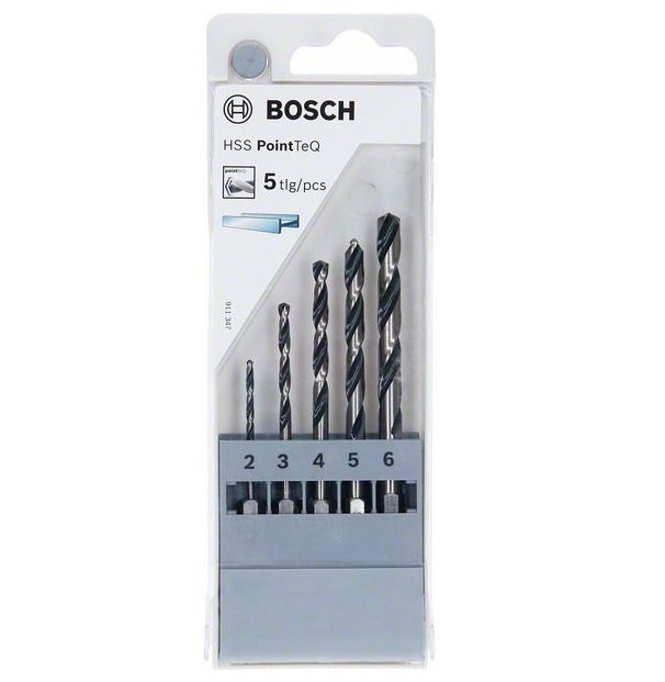 Bosch Metal Matkap Ucu HSS PointTeQ 1/4 İnç Altıgen Şaft Set (5 Parça 2-3-4-5-6 mm) - 2607002824
