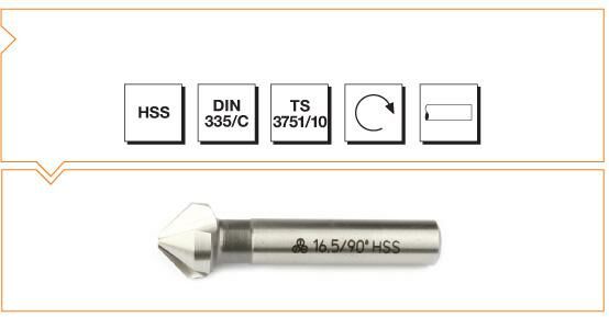 MTE Silindirik Saplı Havşa Freze Üç Ağızlı HSS DIN 335/C (90°) 12,4x56 mm