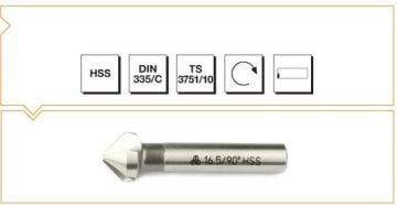 MTE Silindirik Saplı Havşa Freze Üç Ağızlı HSS DIN 335/C (90°) 12,4x56 mm