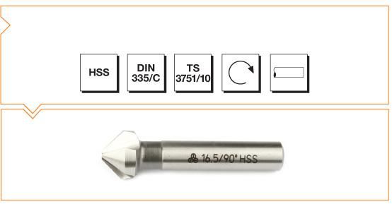 MTE Silindirik Saplı Havşa Freze Üç Ağızlı HSS DIN 335/C (90°) 20,5x63 mm
