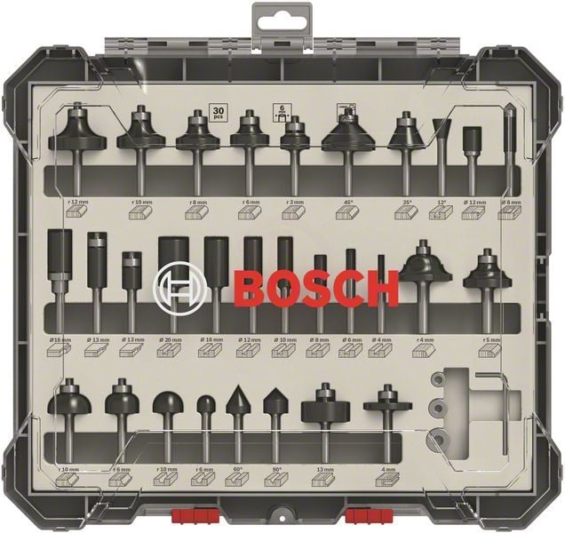 Bosch Freze Ucu Pro Set 6 mm Şaftlı Karışık (30 Parça) - 2607017474