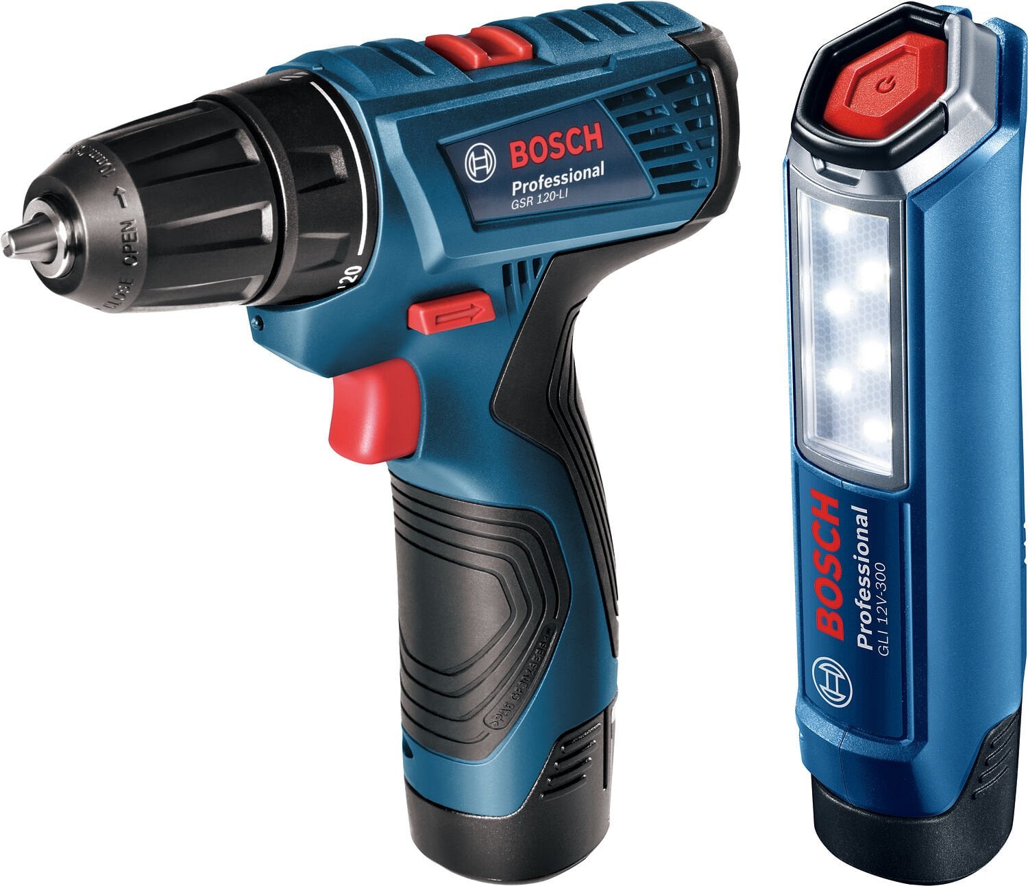 Bosch Akülü Vidalama Matkabı Set (GSR 120-LI + GLI 12V-300) (2 x 2,0 Ah Akü) - 06019G8004