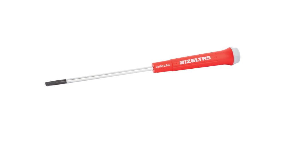 İzeltaş Düz Uçlu Tornavida Elektronikçi Tip Klemens 4x150 mm
