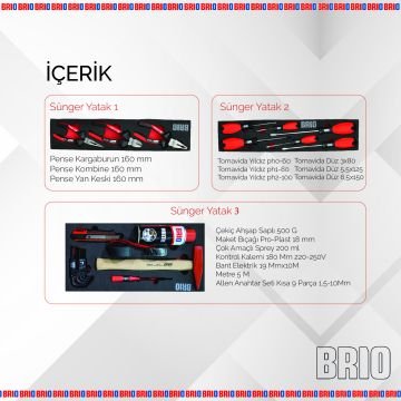Brio Takım Çantası Dolu 3 Gözlü 420 mm