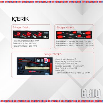Brio Takım Çantası Dolu 3 Gözlü 420 mm