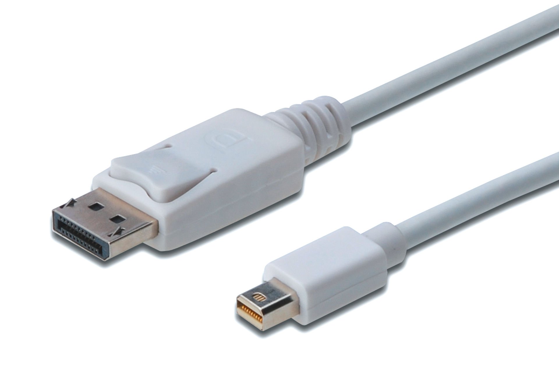 Assmann Displayport (Dp) Mini Displayport (Mini Dp) Bağlantı Kablosu, Dp Erkek - Mini Dp Erkek, 3 Mt, Kilit Mekanizmalı, Dp 1.1A Uyumlu, Ul, Beyaz Renk