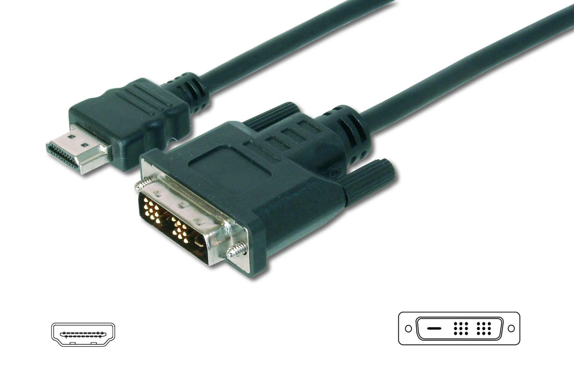Assmann Hdmı Dvı-D Adaptörü, Hdmı Tip A Erkek - Dvı-D (18+1) Erkek, 3 Mt, Hdmı 1.3, Ul, Siyah Renk