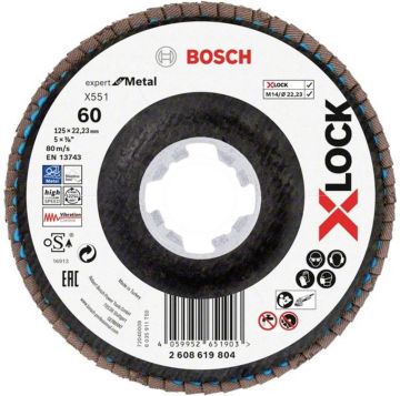 Bosch x551 Exm Açılı Flap Disk x-Lock 60 Kum 125 Mm - 2608619804