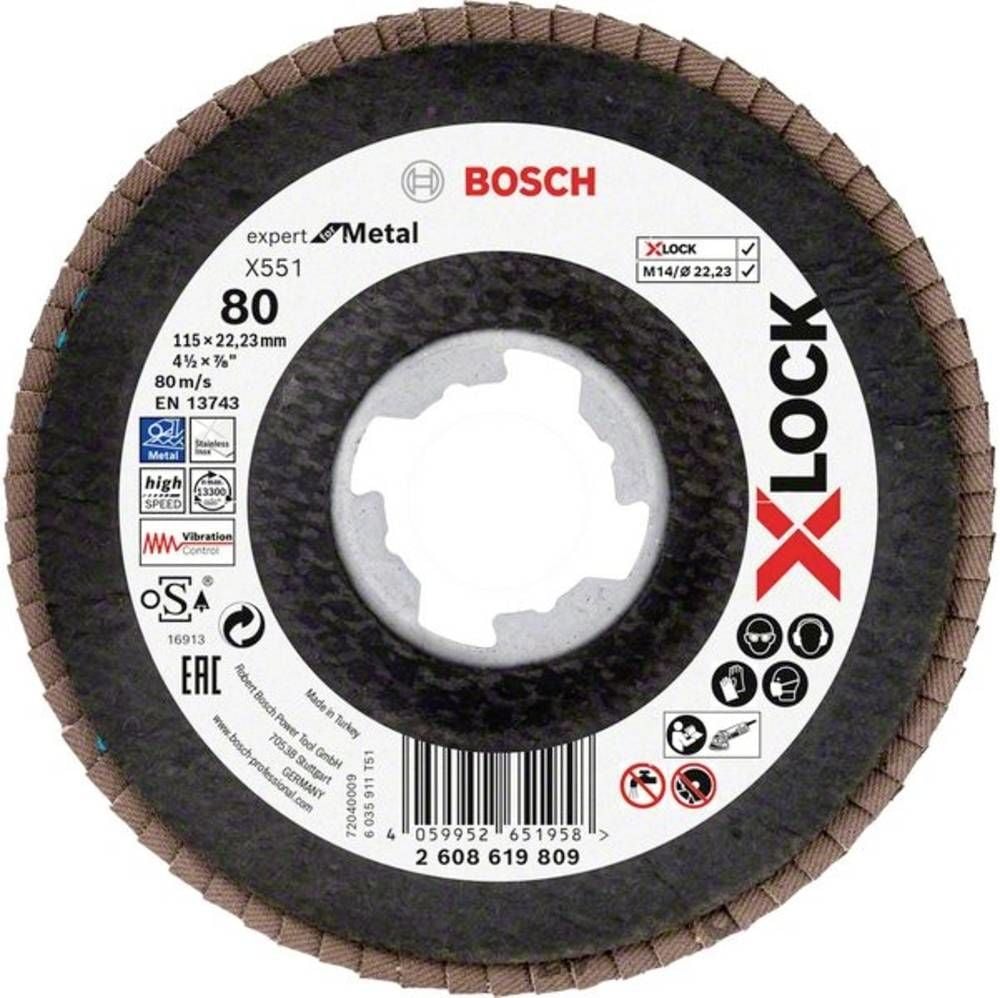 Bosch x551 Exm Açılı Flap Disk x-Lock 80 Kum 115 Mm - 2608619809