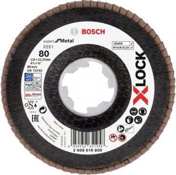 Bosch x551 Exm Açılı Flap Disk x-Lock 80 Kum 115 Mm - 2608619809