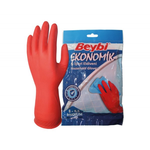 Beybi Ekonomik Ev Tipi Eldiven Kırmızı No 8 - 8,5