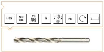 Makine Takım Silindirik Saplı Kısa Metal Matkap Ucu Hss Dın 338 Rn Taşlanmış 21,0X213 Mm