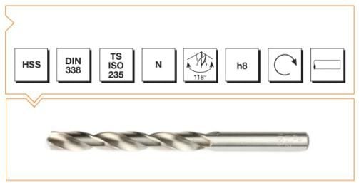 Makine Takım Silindirik Saplı Kısa Metal Matkap Ucu Hss Dın 338 Rn Taşlanmış 13,5X160 Mm