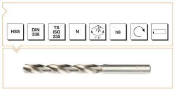 Makine Takım Silindirik Saplı Kısa Metal Matkap Ucu Hss Dın 338 Rn Taşlanmış 15,5X178 Mm