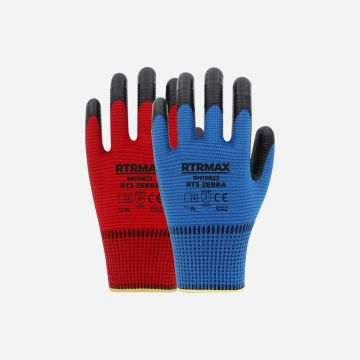 Rtrmax RH19822 Nitril Kaplı Polyester Örgü Eldiven Rt3 Zebra Kırmızı No:10
