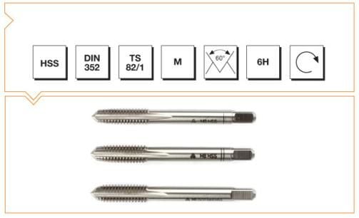 Makine Takım Metrik Normal Vidalı 3 Lü Takım Kılavuzu Hss Dın 352 (6H) M18X95 Mm