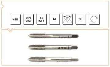 Makine Takım Metrik Normal Vidalı 3 Lü Takım Kılavuzu Hss Dın 352 (6H) M18X95 Mm