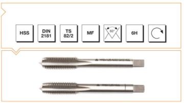 Makine Takım Metrik İnce Vidalı 2 Li Takım Kılavuzu Hss Dın 2181 (6H) M12X70X1,50 Mm