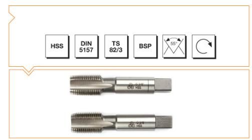 Makine Takım Whitworth Boru Vidalı 2 Li Takım Kılavuzu Hss Dın 5157 G 3/8 İnç X 70 Mm