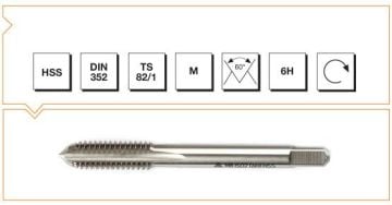 Makine Takım Metrik Normal Vidalı Kılavuz Hss Dın 352 Son (6H) M20 X 95 Mm