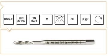 Makine Takım Metrik Normal Vidalı Helis Kanallı Makina Kılavuzu Hss-E Dın 371/C M10 X 100 Mm