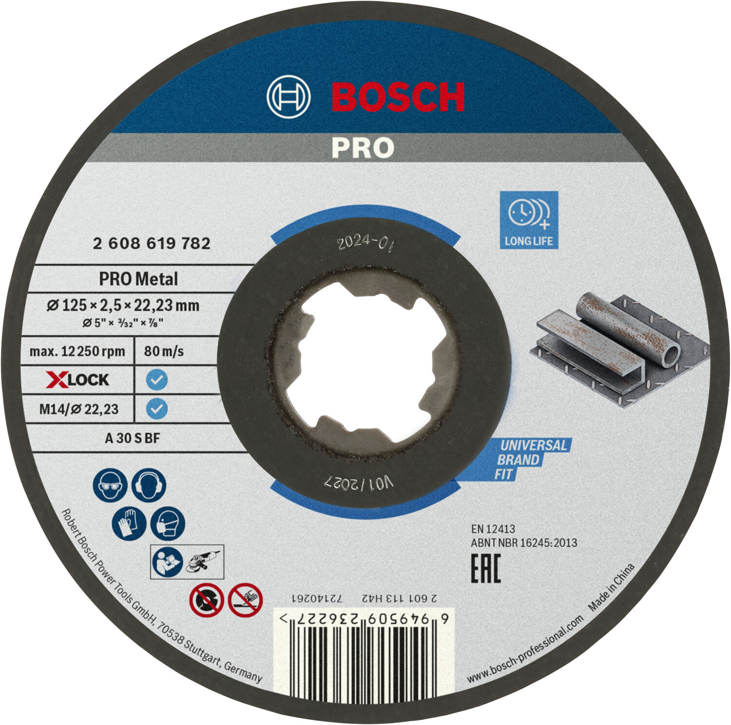Bosch Aksesuar Pro Metal X-Lock Kesme Taşı 125*2,5Mm Düz