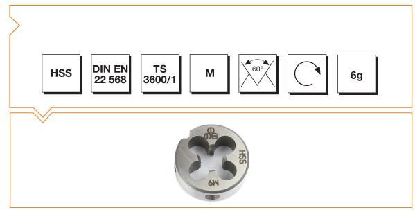 Makine Takım Metrik Normal Vidalı Pafta Lokması Hss Dın En 22 568 M22 X 2,50 Mm