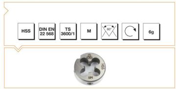 Makine Takım Metrik Normal Vidalı Pafta Lokması Hss Dın En 22 568 M22 X 2,50 Mm