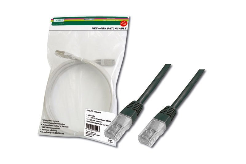 Assmann Digitus Cat-5E Utp Patch Kablosu, 0.5 Mt, Awg 26/7, Siyah Renk, 3P Sertifikalı