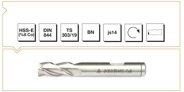 Makine Takım Silindirik Saplı Parmak Freze Kısa Hss-E Dın 844 Bn 18,0X92 Mm